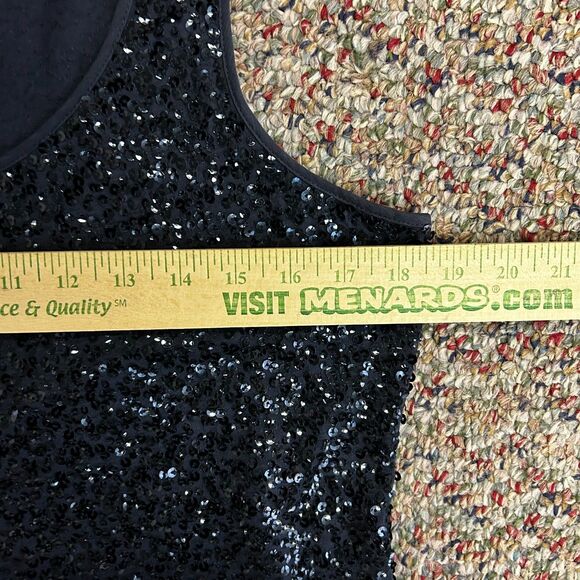 J. Crew Women's Navy Blue All Over Sequined Scoop Neck Tank Top Size L - Picture 10 of 11